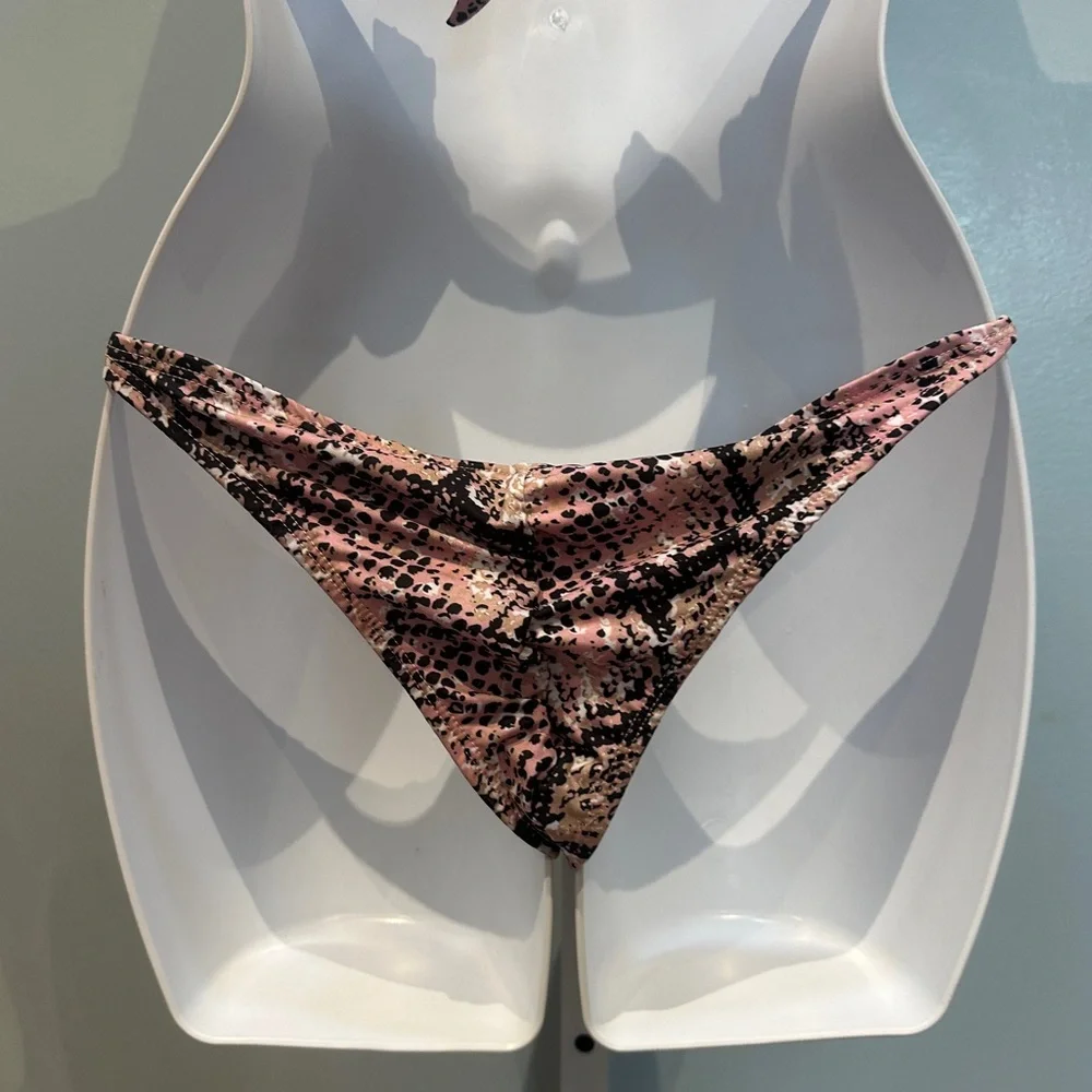 Yandy Pink Black Snakeskin Onepiece Monokini Swimsuit Medium
